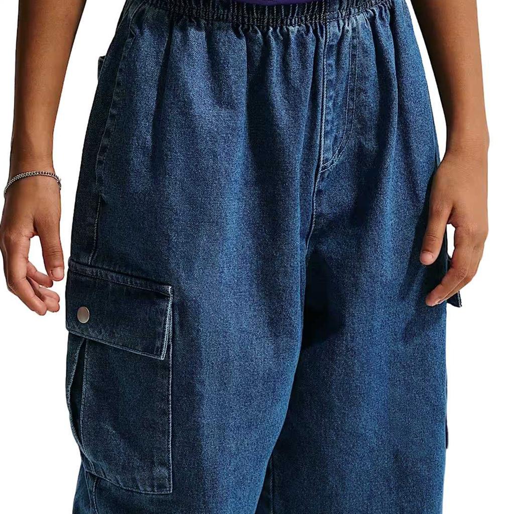 Nike Jeans Sporthose Kollektion Einfarbig Lockerer Schnitt Kinderhosen Tiefsee-Blau IO0197-461