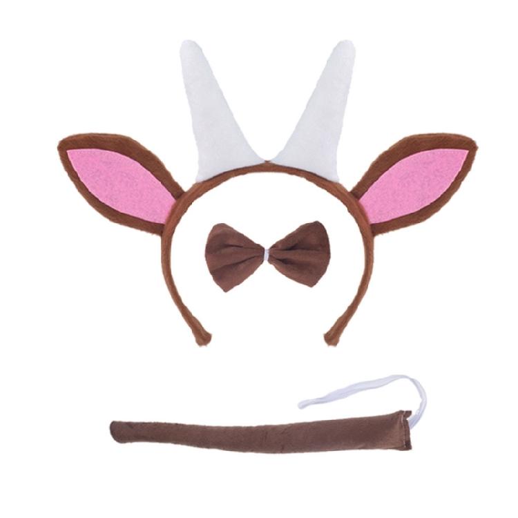 Halloween Cartoon Goat Shape Hair Hoop/Tail/Bowtie/Skirt Set for Woman Girls