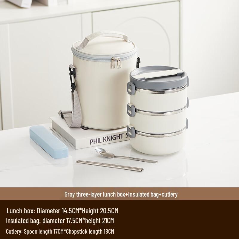 3-lagiges isoliertes tragbares Lunchbox-Set aus Edelstahl