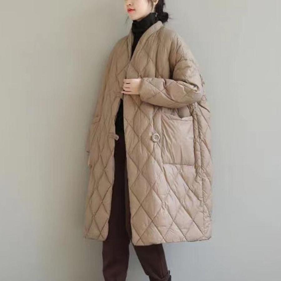 Übergröße Damen Herbst Winter Locker Lässig Stehkragen Einfarbig Bedruckt Daunen Steppjacke Mantel