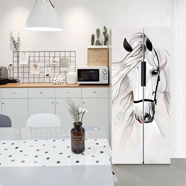Water Droplets Geometry Line Pattern Self-Adhesive Refrigerator Freeze Sticker Kid's Art Fridge Door Cover Wallpaper Teenager 3D