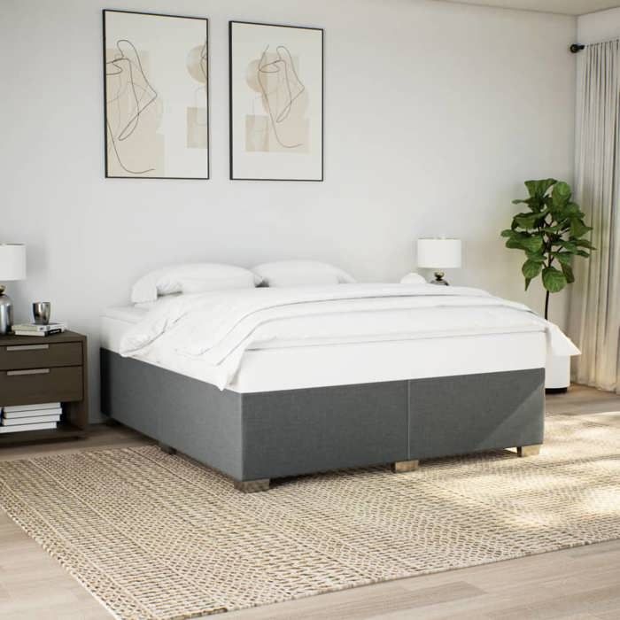VidaXL Sommier à lattes de lit avec matelas Gris foncé 200x200cm Tissu 3285159