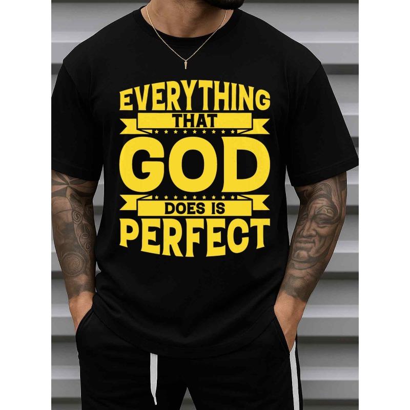 European Sizes Black T-Shirt | Everything God Does Faith Comfort, Casual Sportswear, Crew Neck, Regular Fit, Ideal for All Seasons
