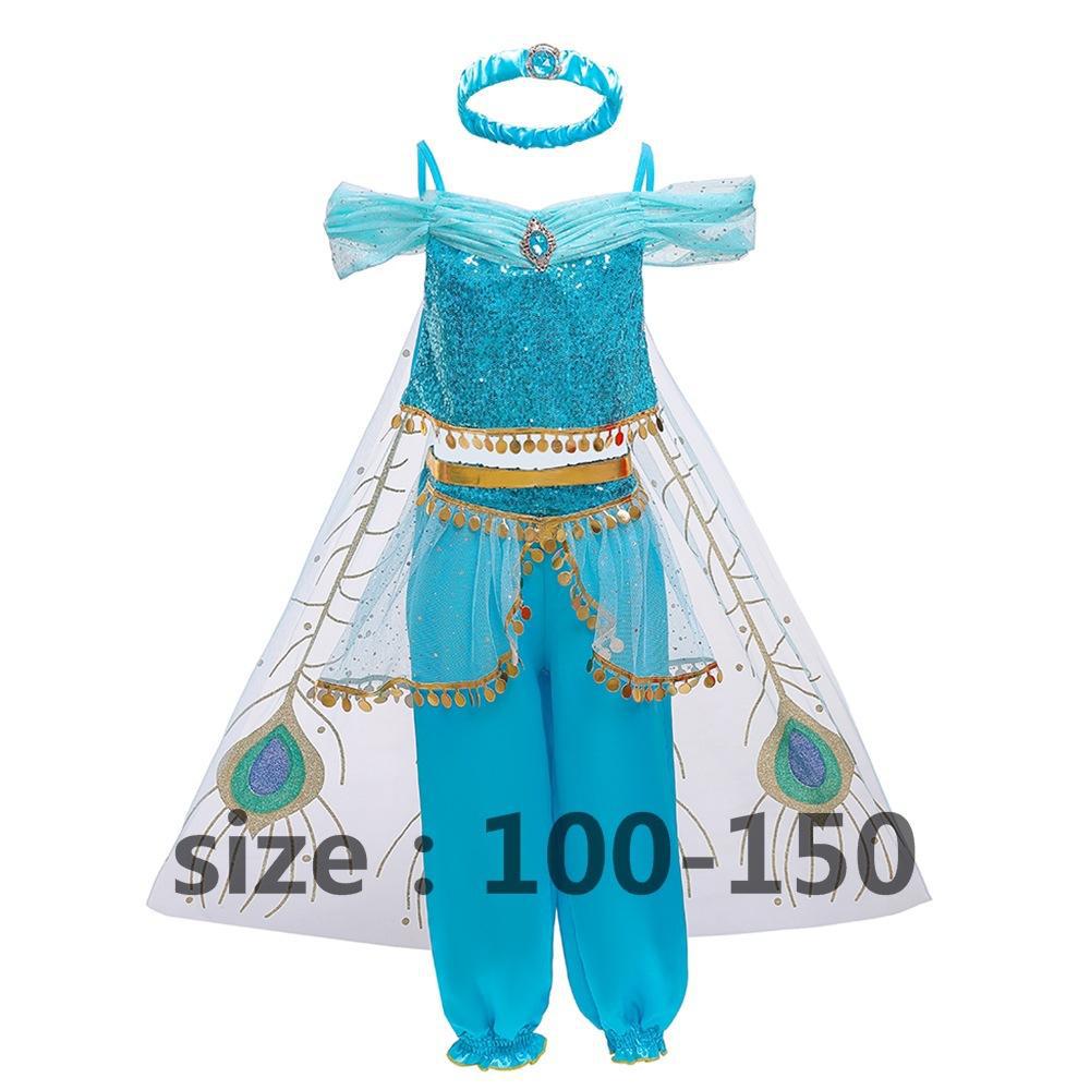 Frysta Tecknat Tryck Mesh Prinsessklänning med Lång Cape - Barnens Uppträdandekostym