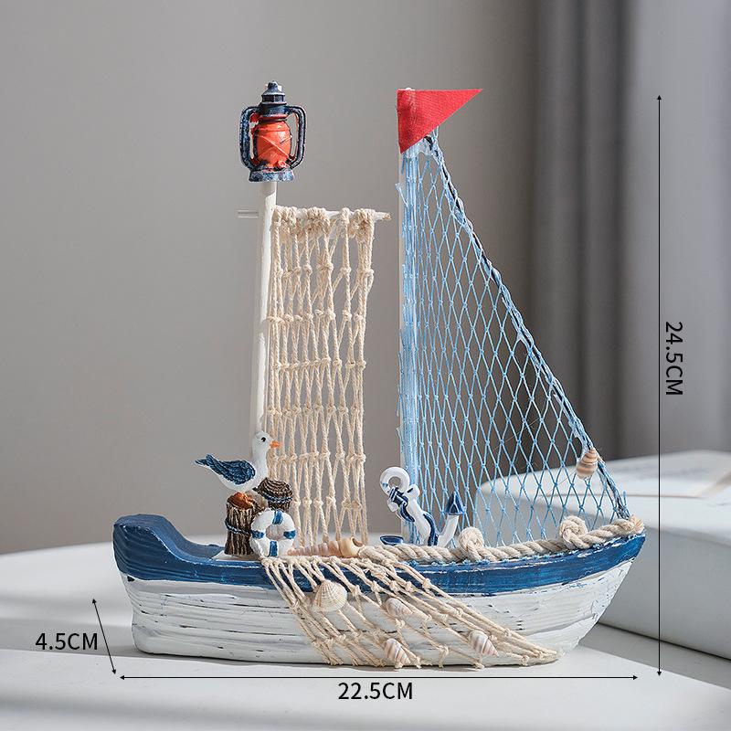 Porzellan Segelschiff Modell im mediterranen Stil - Kreative Holz Heimdeko Ornamente