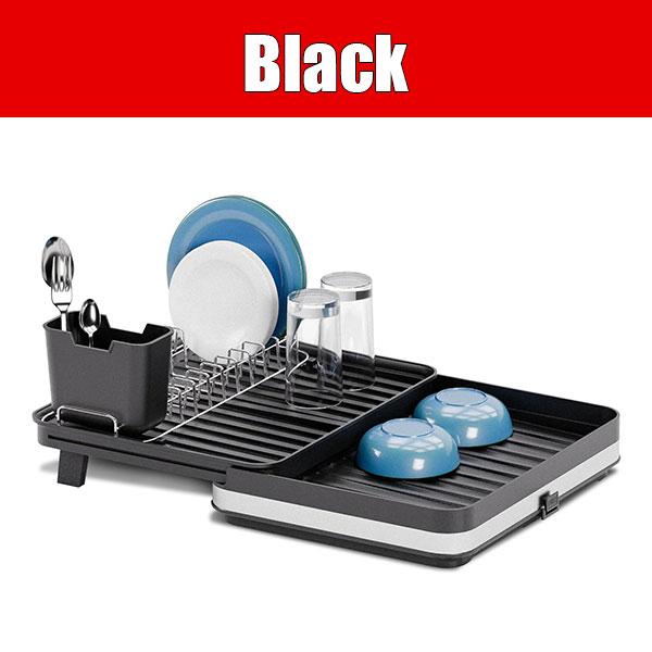 

Large Capacity Dish Drying Rack Extendable Rack, Drainboard, Utensil & Wine Glass Holder Multifunctional Organizer Cup Holders чёрный