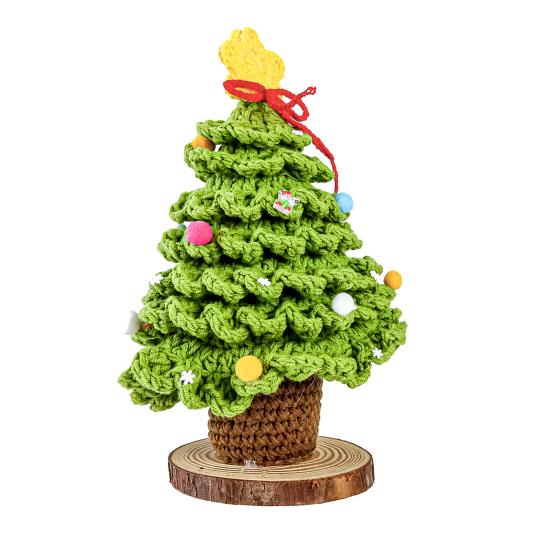 Christmas Ornament Handmade Mini Tree Star Tree Top 7 Layers Wooden Base Xmas Tree