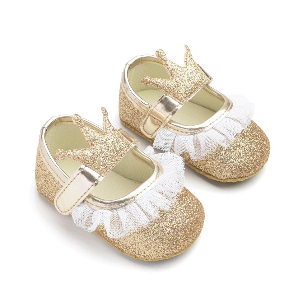 Baby Girls Shoes Infant Toddler Crib Baby For Newborn Kids First Walkers Shining Crown Soft Sole