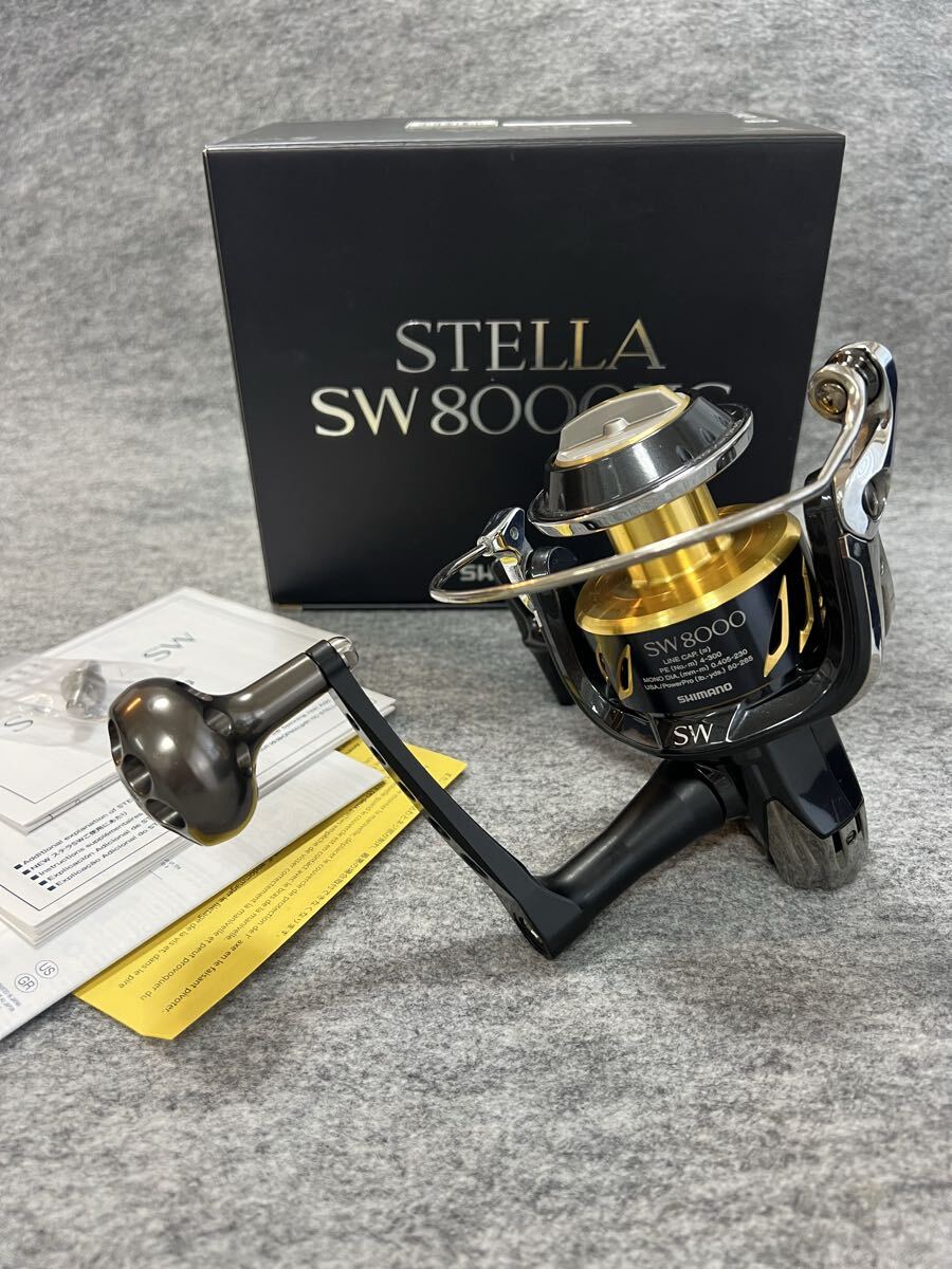 [USED]SHIMANO 13 Stella SW8000HG Spinning Reel Excellent Condition with MC Works Power Handle 90mm