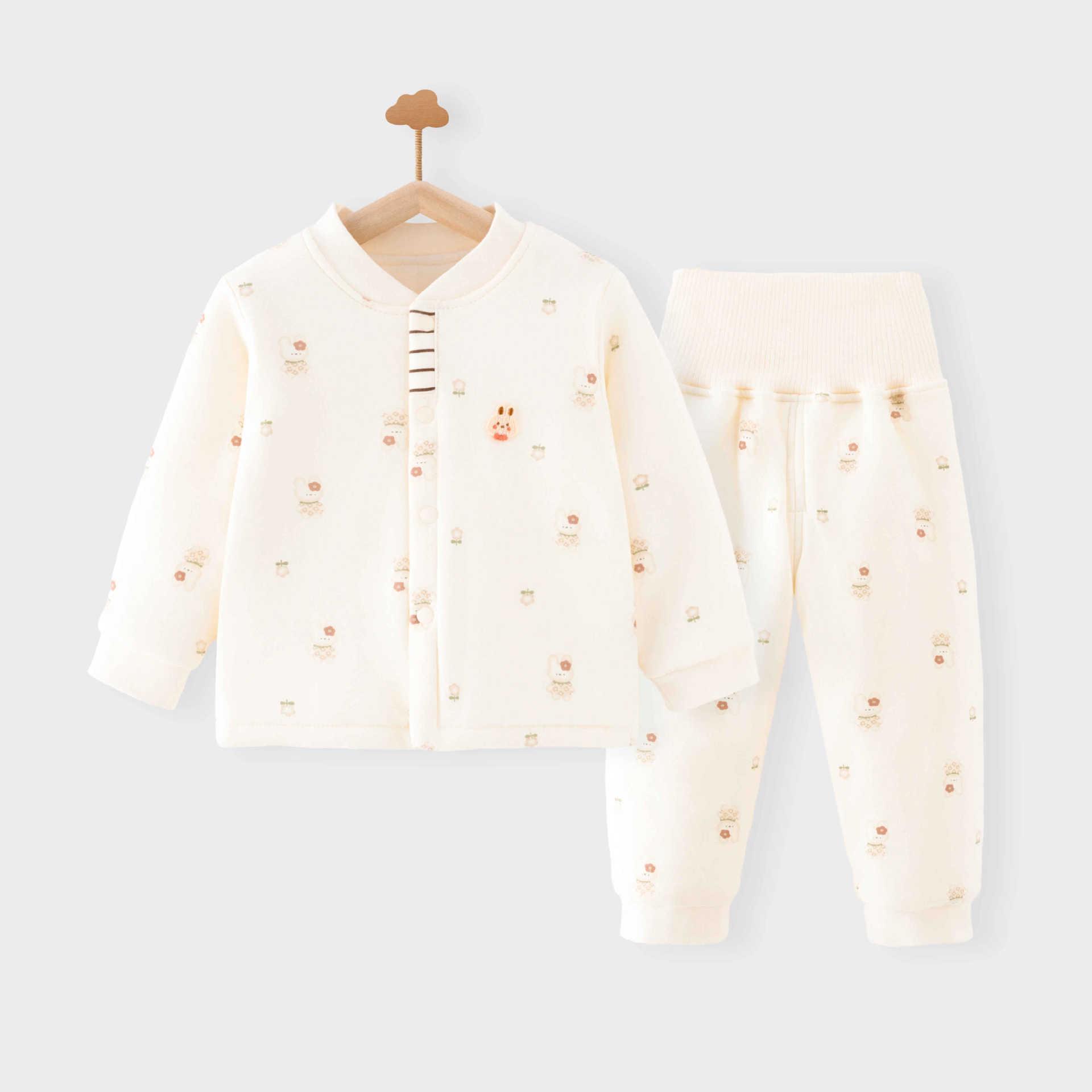 

120g Autumn/Winter Handmade Cotton Two-Piece High-Waisted Outfit for Infants & Toddlers - Unisex Outdoor Set 90 cm