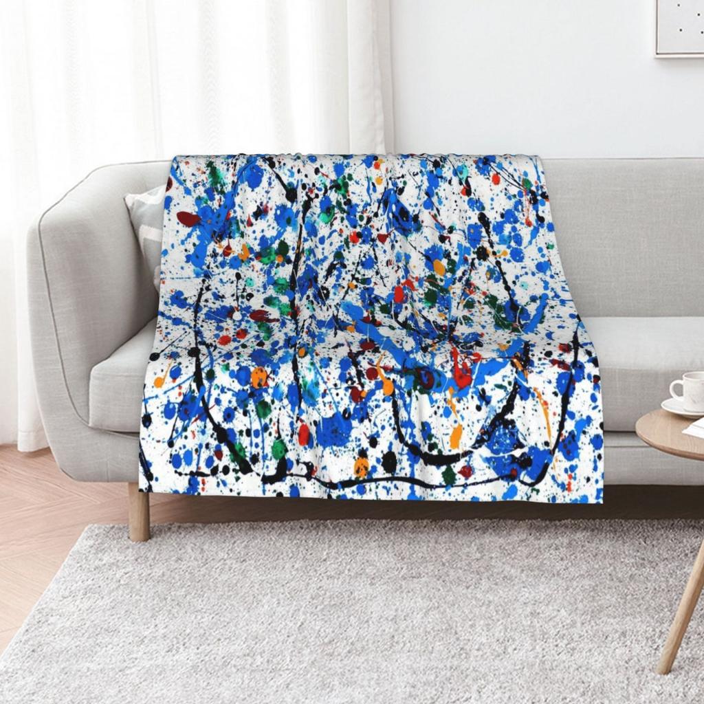 Frenzy In Blue Throw Blanket Compact Warm Blanket for Car Road Trip