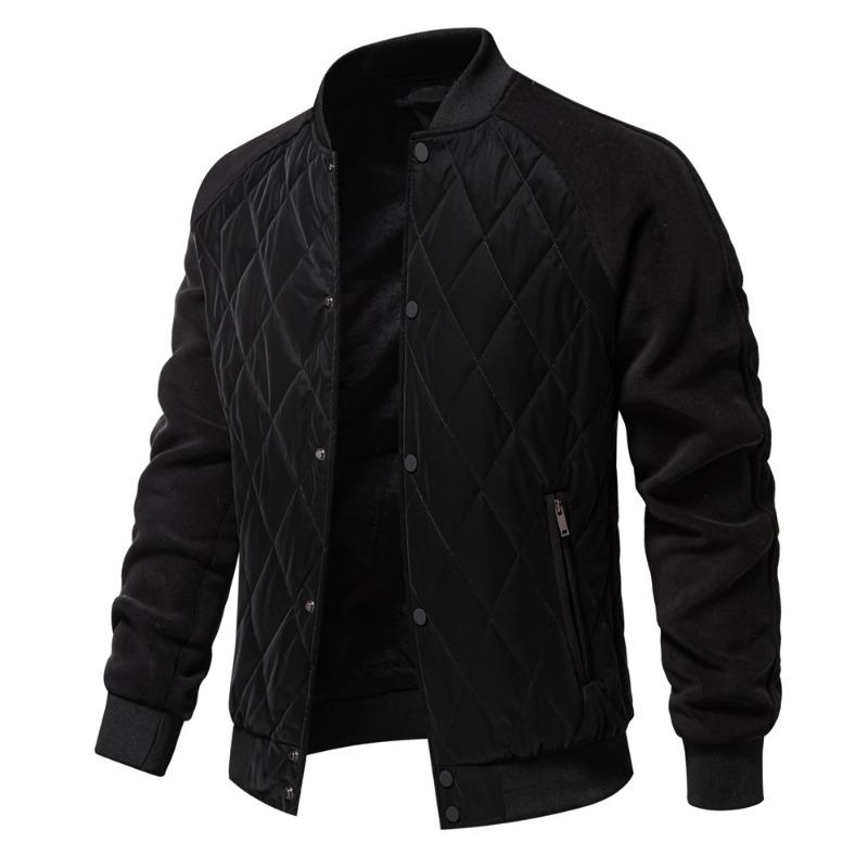 Men’s Fleece Lined Quilted Raglan Sleeve Casual Jacket