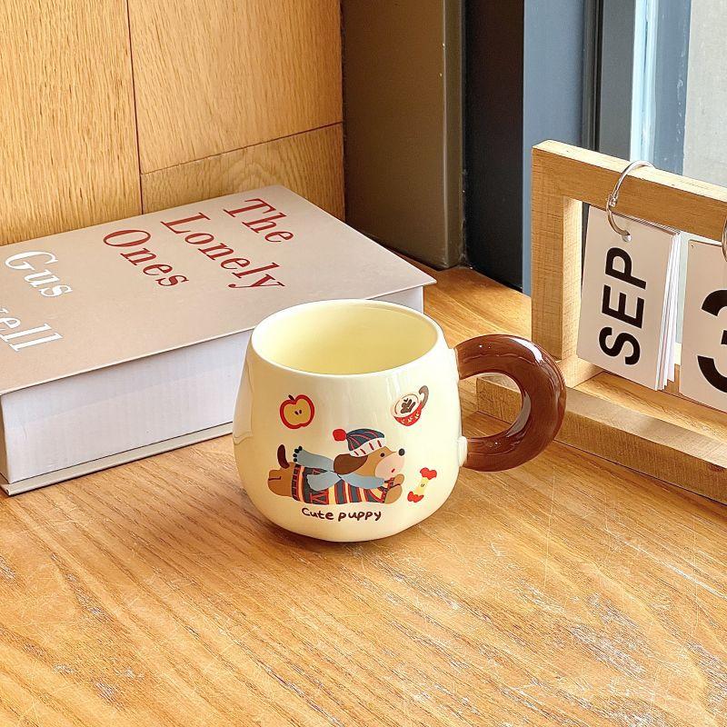 

оригинальная керамическая чашка в виде щенка-колбаски, милая мультяшная кружка для девочек, подарок на день рождения, сувенир, подарочная коробка 301-400ml
