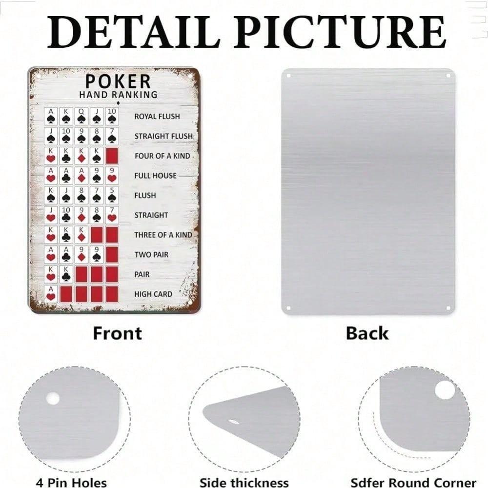 Placca Metallica Vintage Poker Hand - Decorazione Artistica da Parete in Ferro Retro per Bar, Man Cave e Sala Giochi