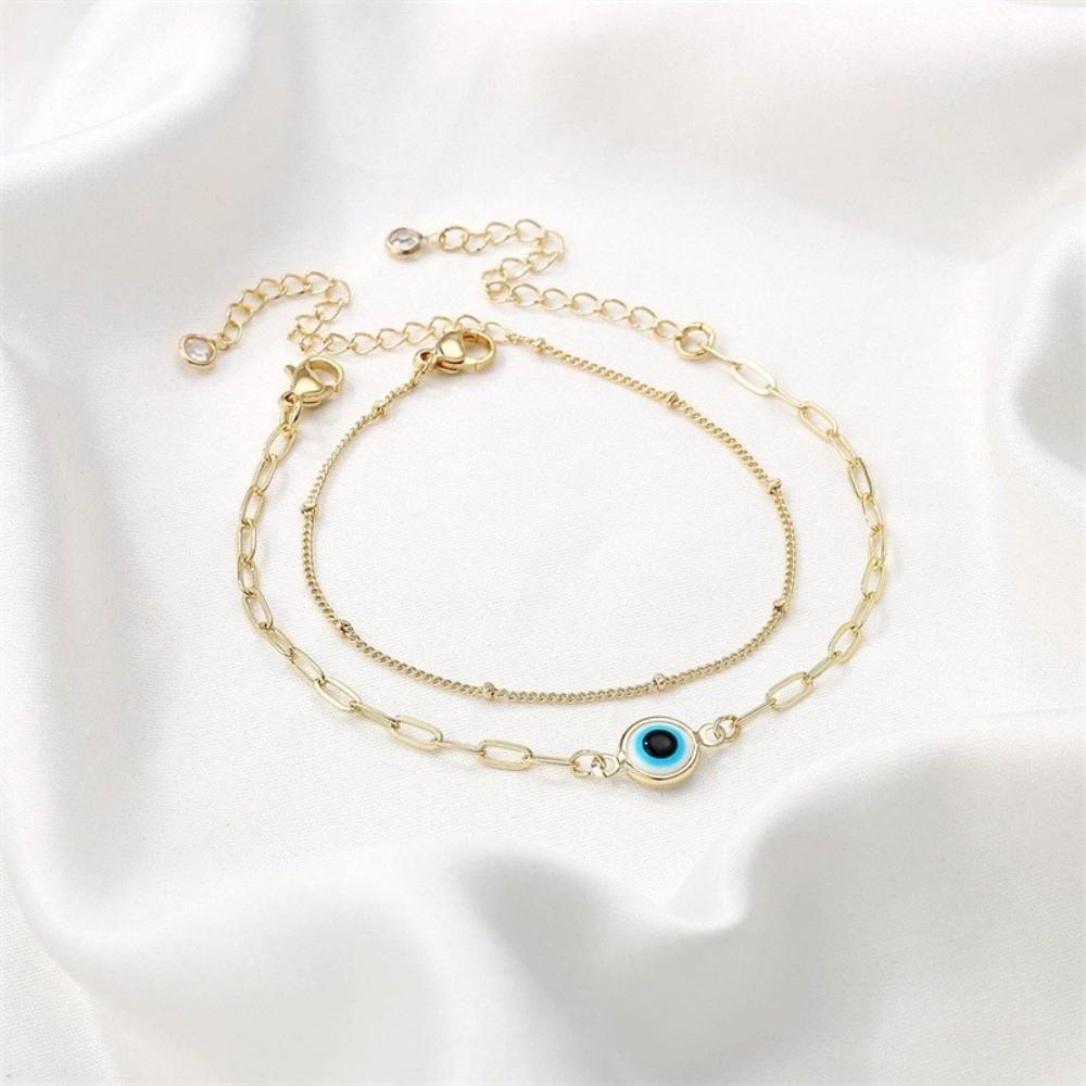 Elegant Stainless Steel Bracelet Unique Adjustable Chain Bracelet Turkish Blue Eye Bracelet  Unisex