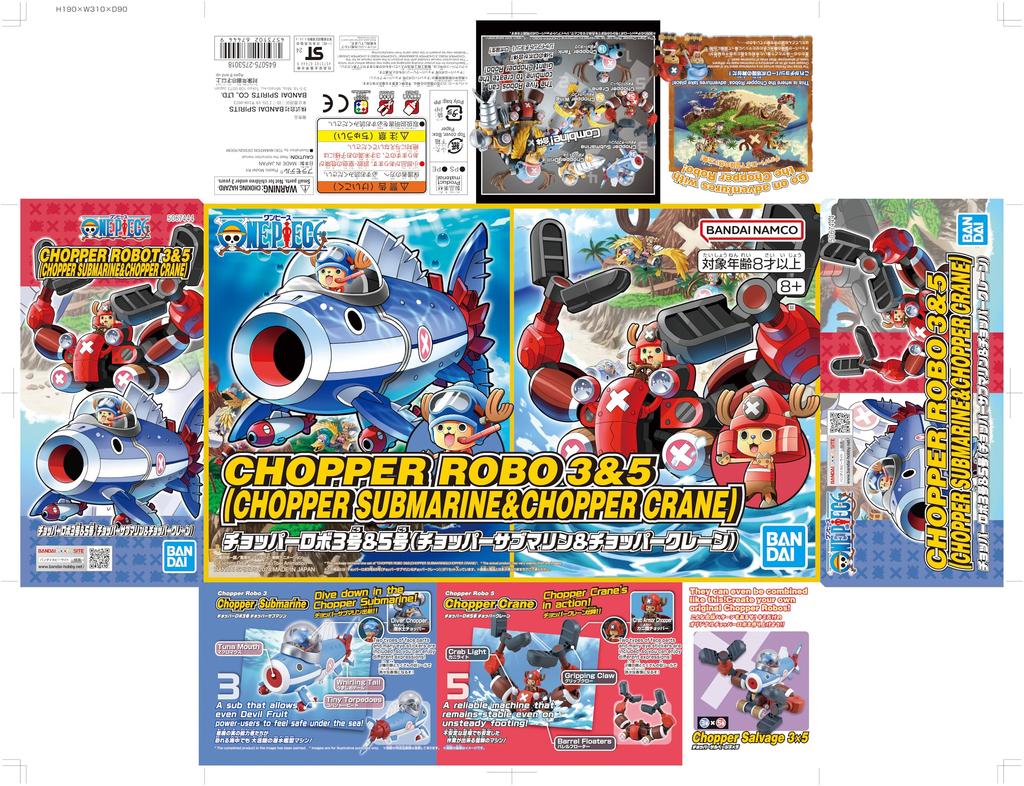 BANDAI SPIRITS ONE PIECE Chopper Robo 3 5 Submarine Chopper Plastic Model Kits No. & No. (Chopper & Crane) Pre-Colored
