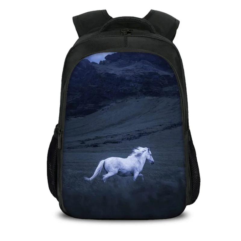 Horse Double-layer Backpack Animal Horse 3D Printed Large Capacity Student New Handsome Casual Backpack