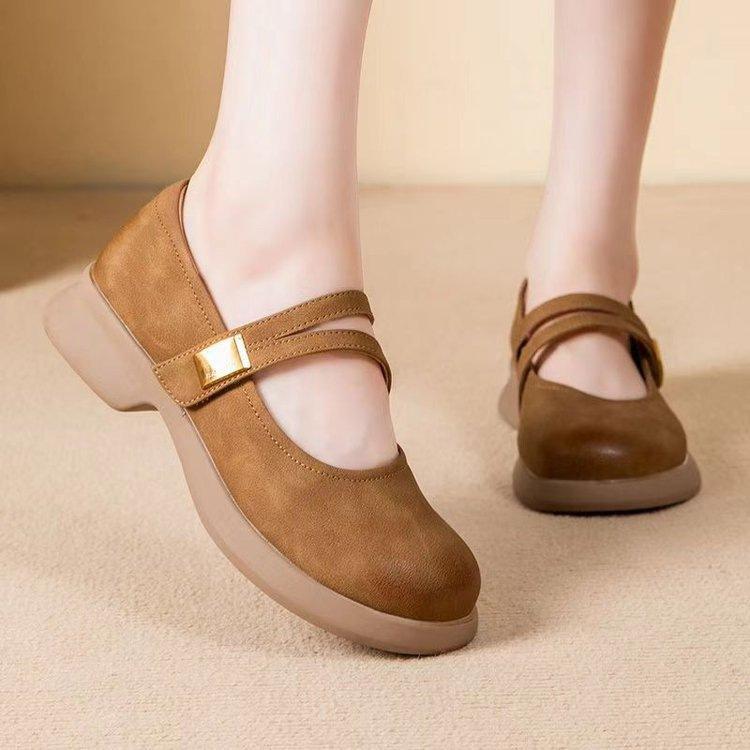 Autumn Mary Jane small leather shoes breathable retro soft sole not tired feet shallow mouth low heel single shoes