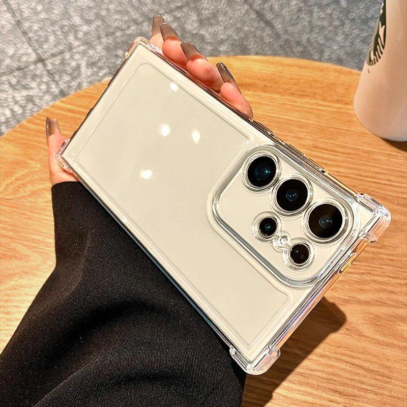 Applicable To Samsung S26ultra Electroplated Mobile Phone Case S25 Four-corner Airbag Anti-drop 57 Transparent A37 Protective Case