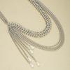 Vintage Imitation Pearl Tassel Waist Chain For Women Silver Color Waterdrop Pendant Multi-layer Belly Chain Female Party Jewelry