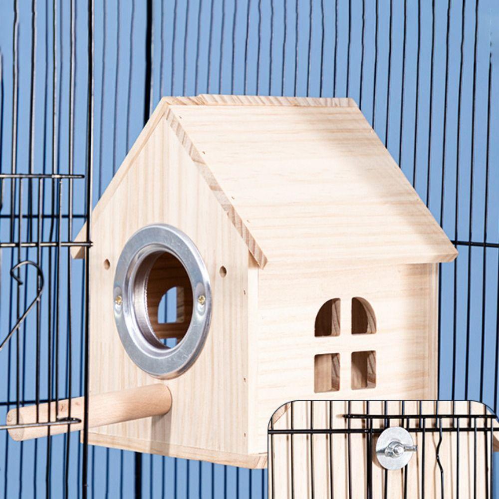 Rainproof Wood Bird House Large Space Bird Nesting Box Practical Birds Breeding Box  For Bird Cage