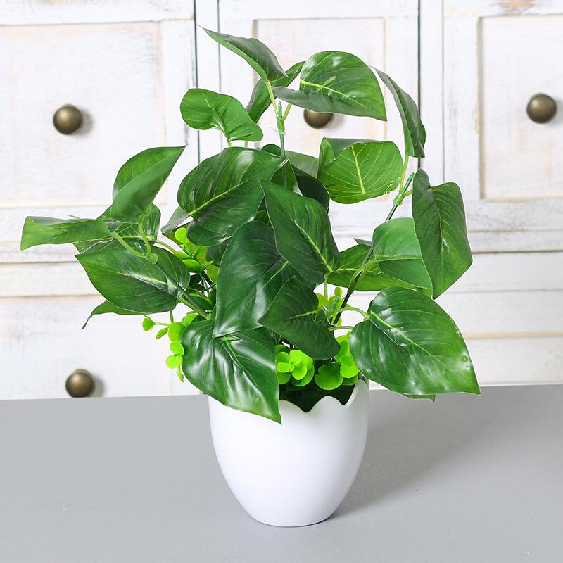 Ornements de Plantes Artificielles Vertes Premium pour Bureau - Décor Herbe et Fleurs en Soie