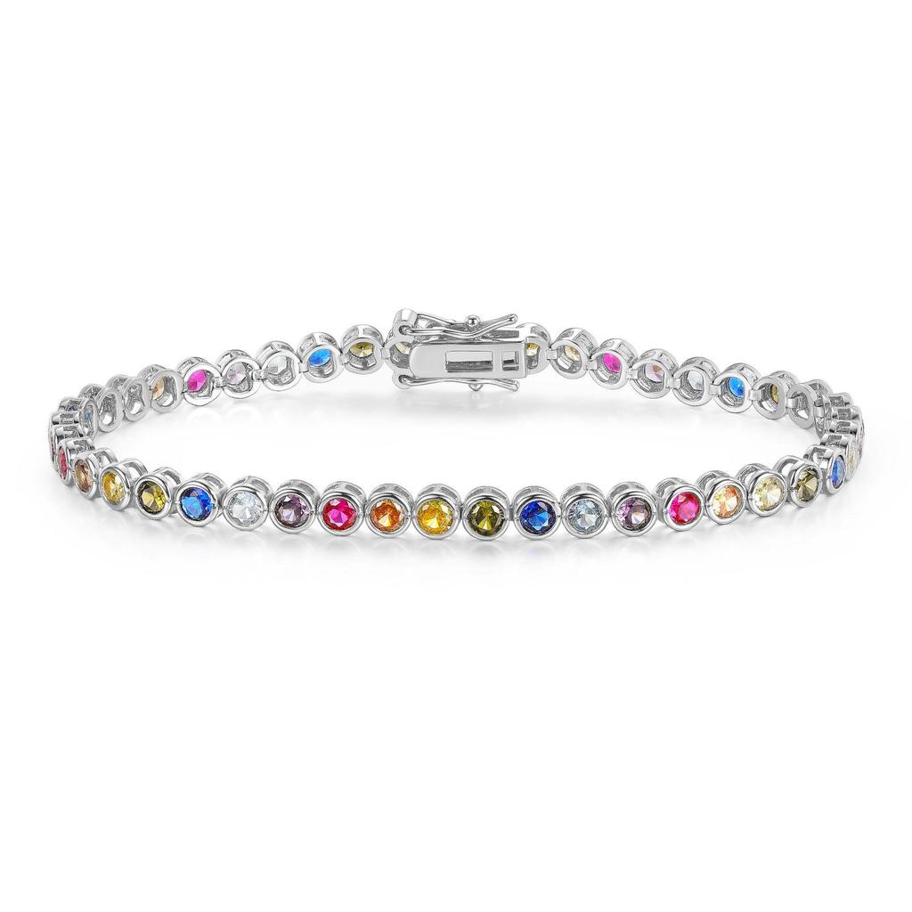 3mm Colorful Copper Zircon Tennis Bracelet - European & American Style, Hot Fashion Trend