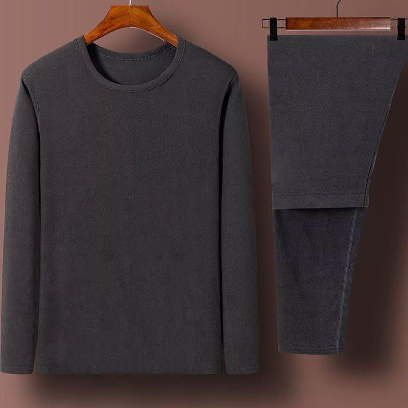 Men's Double-Sided German Velvet Warm Underwear Set for Autumn/Winter – Medium Round Neck and Stand-Up Collar, Cold-Proof & Self-Heating.