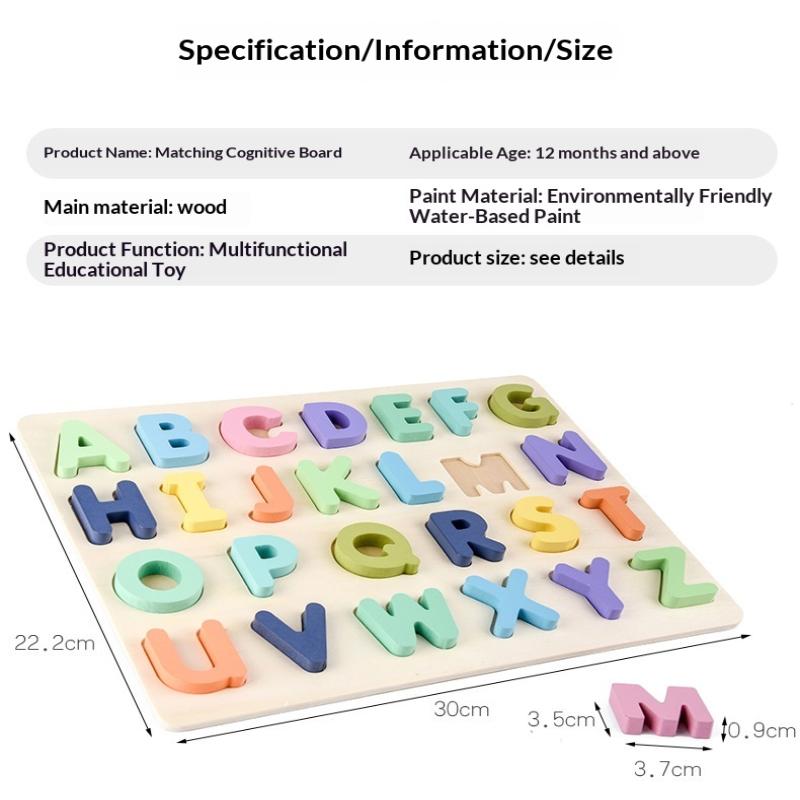 Toddlers Wooden Number And Letter Puzzle Montessori Toy Abc Alphabet Number Shape Matching Board Game Educational Toy For Kids