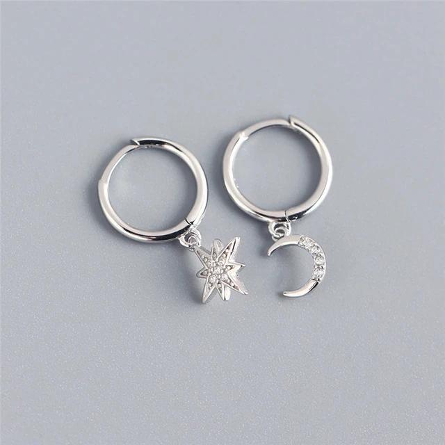 New Fashion Silver Color Pentagram Earrings for Women Charm Hollow Five-pointed Star Stainless Steel Dangle Earrings Jewelry