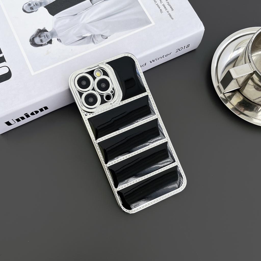 Electroplated Down Case Is Suitable for IPhone16 Anti-drop Phone Case and Apple 15promax Color-matching 14 Protective Case