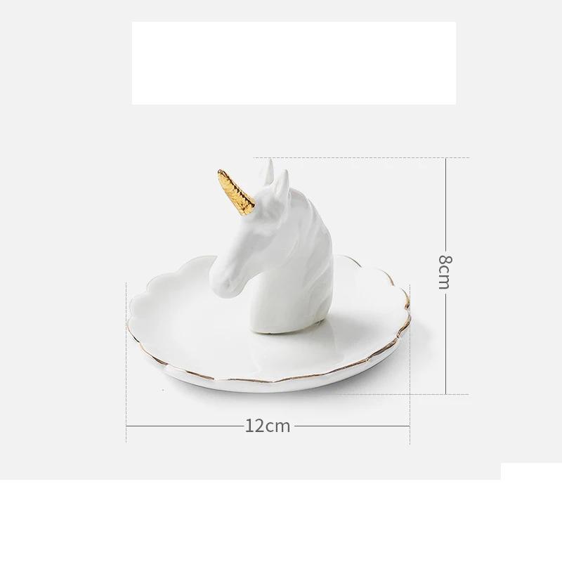 Nordic Ceramic Gold Plating Small Jewelry Dish Earrings Necklace Ring Storage Plates Fruit Dessert Display Bowl Decoration Tray