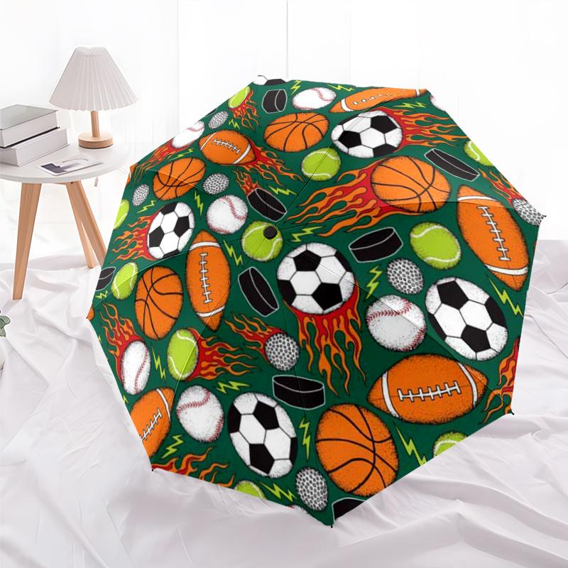 

Sports Ball Pattern New Umbrella, 1pc Automatic Folding Umbrella, Portable Foldable Design Travel Umbrella, Outdoor Umbrella, (as the picture,iron&8K)