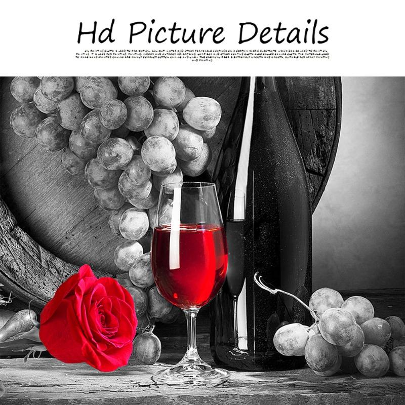 Kitchen Wall Art Decor Pictures Red Wine Glass Rose Painting On Canvas Poster and Prints Home Decoration Dining Room Restaurant