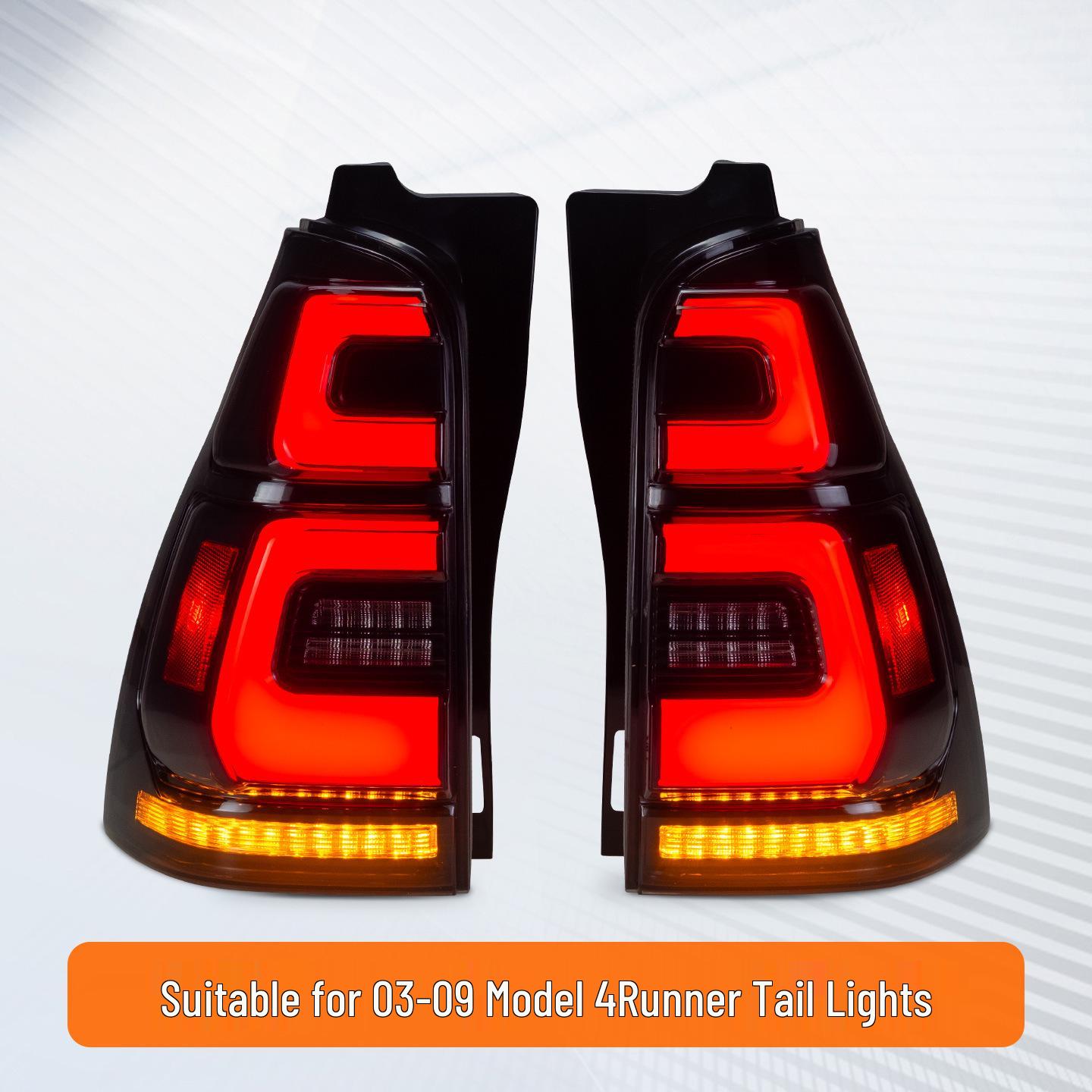 

LED Rear Tail Light Assembly with Sequential Turn Signals for 03-09 Toyota 4Runner Smoked Red Base