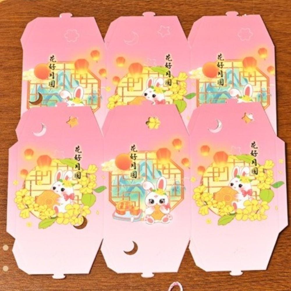 Rabbit Mid-Autumn Festival Lantern Six-Sided LED Lantern DIY Craft Kit Lantern  Garden Decor