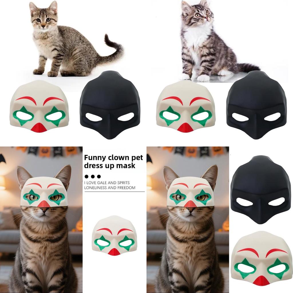 Cosplay Halloween Cat Mask With Diy Clown And Batman Design For Costume Parties And Pet Dress Up