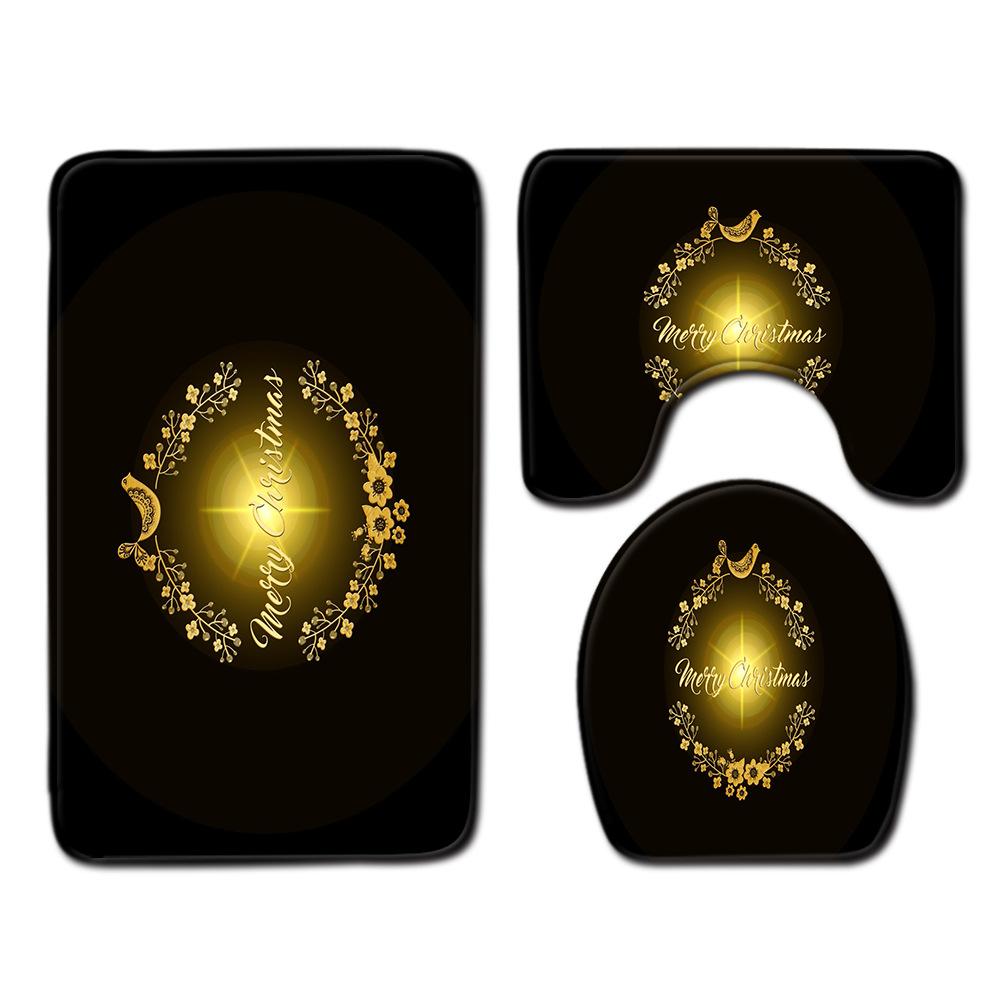 Christmas Bathroom Floor Mat Toilet Three-Piece Set