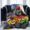 Cartoon Truck Flannel Blanket Bigfoot Car Digital Printed Blanket