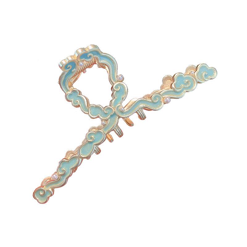 

1 шт. Заколка-краб в древнем стиле с синим узором «благоприятные облака», новая китайская заколка для волос для женщин, заколка-краб для волос к ципао