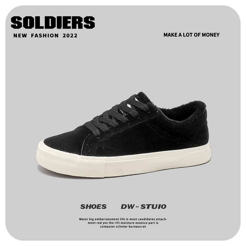 New Winter Velvet Thermal Board Shoes Couple Canvas Shoes Men's Cotton Shoes Trendy Casual Shoes Men's Skateboard Shoes