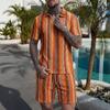 Summer Fashion Knitted Crochet Lapel Men's Short Sleeved Casual Vacation Polo Shirt