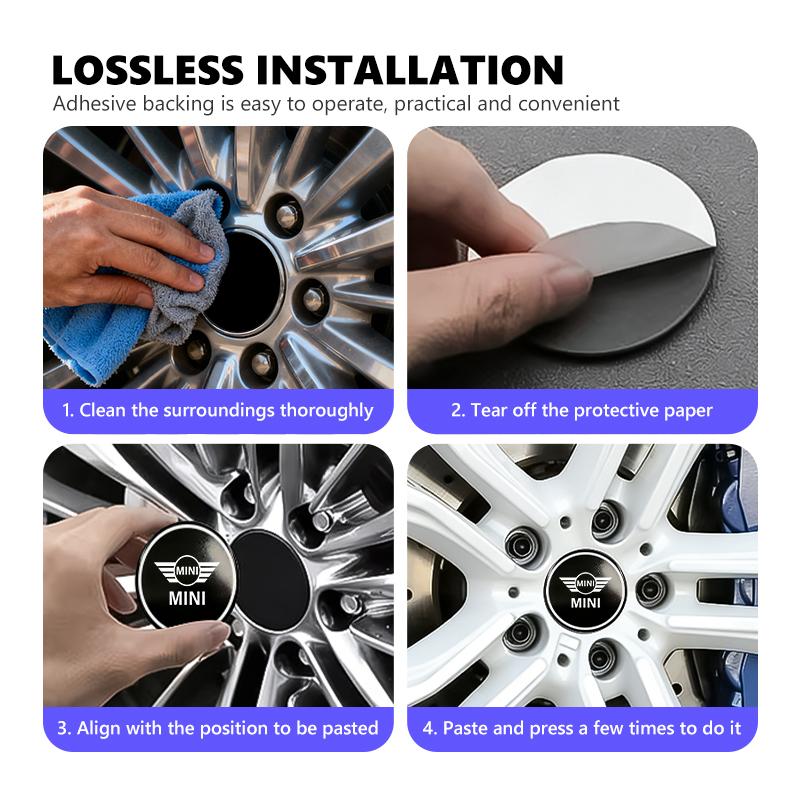 4 Stück Auto Radnabenkappe Emblem Logo Aufkleber Auto Dekorationszubehör für MINI Cooper R55 R56 R57 R58 R59 R60 R61 JOHN