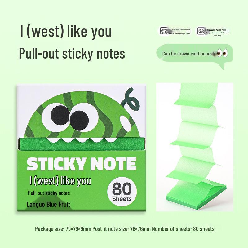Blue Fruit Pearlescent Tearable Sticky Notes – Cute Transparent Memo Stickers for Students