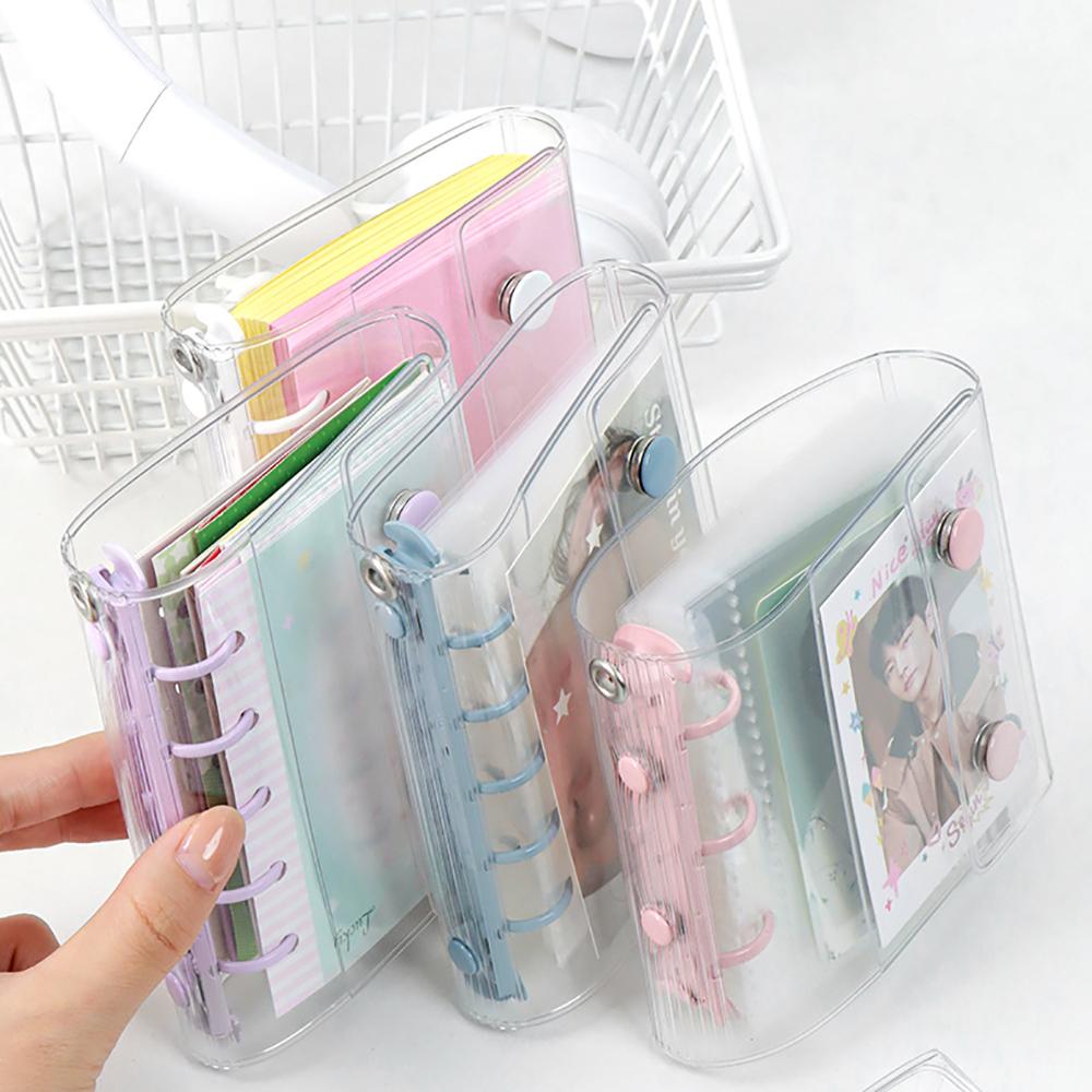 A7 Budget Binder Cover Clear Glitter PVC Binder Refillable Notebook for Photos Pictures Albums Organizer Planner Folder