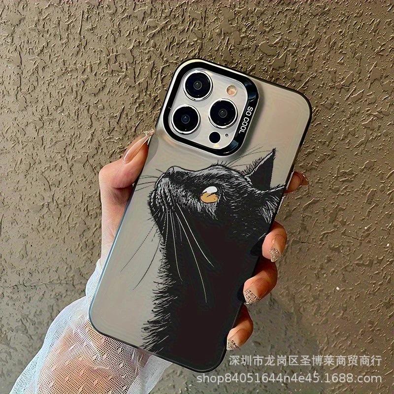Cute cat applies to Apple 15 colored silver iPhone14promax creative 13/11 matte 16 protective case 17