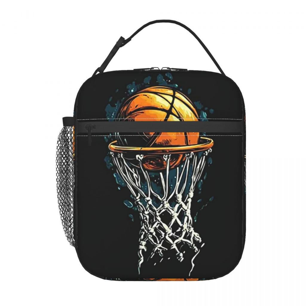Sporty Basketball Themed Insulated Lunch Bag for Women Kids Portable Food Boxes Thermal Lunch Box Tote
