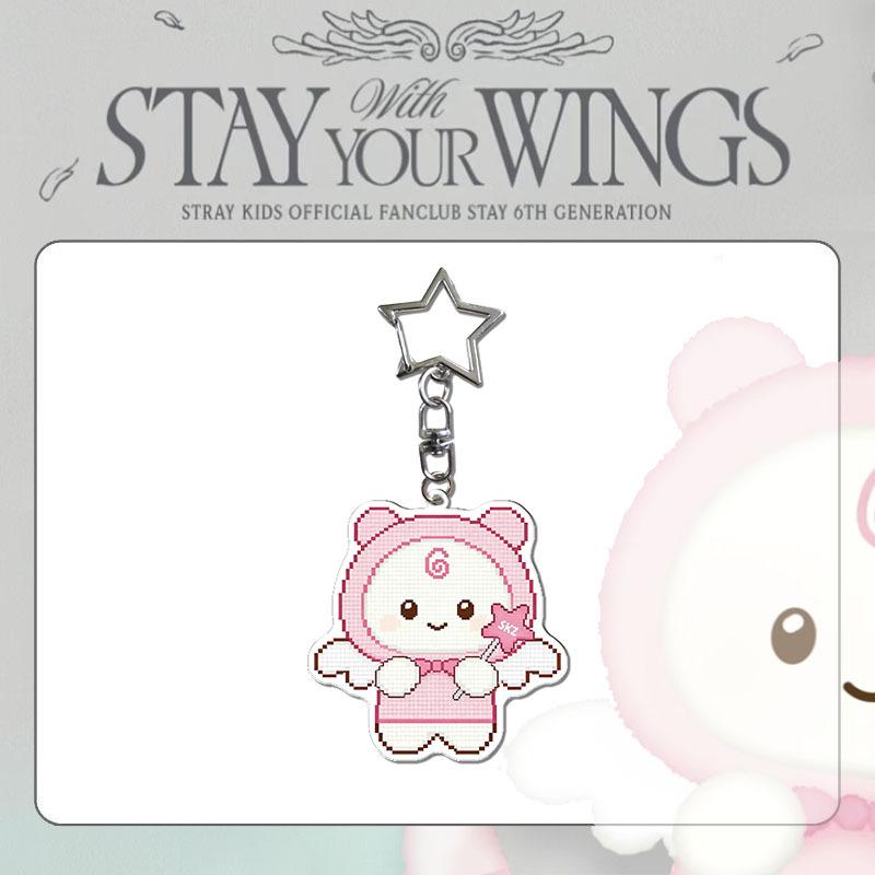 Stray Kids STAY WITH YOUR WINGS Acrylic Keychain, Cute Cartoon Angel Character Bag Charm Key Ring, Kpop Merchandise Collectible Gift for Fans