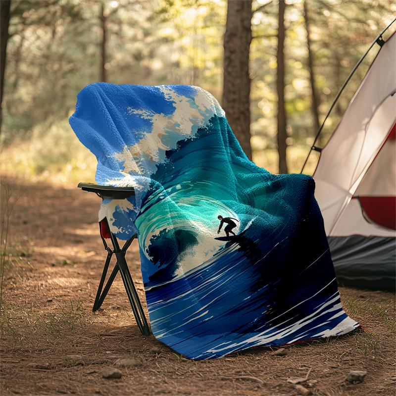 Surf Theme Printed Blanket - Perfect for Couch, Bed, Travel & Outdoor Use | Machine Washable, Cozy & Durable.