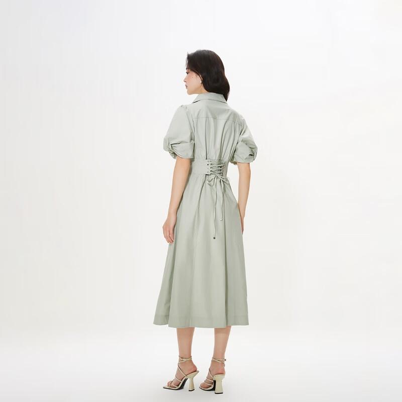 ONLY Women's Commuter Puff Sleeve Midi Shirt Dress